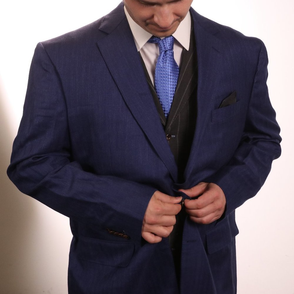 Navy Blue Sport Coat with Brown buttons